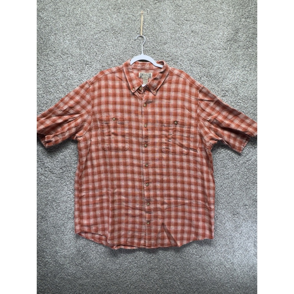Duluth Trading‎ Co Button Shirt Men's Size 2XLT Tall Hemp Organic Cotton Plaid